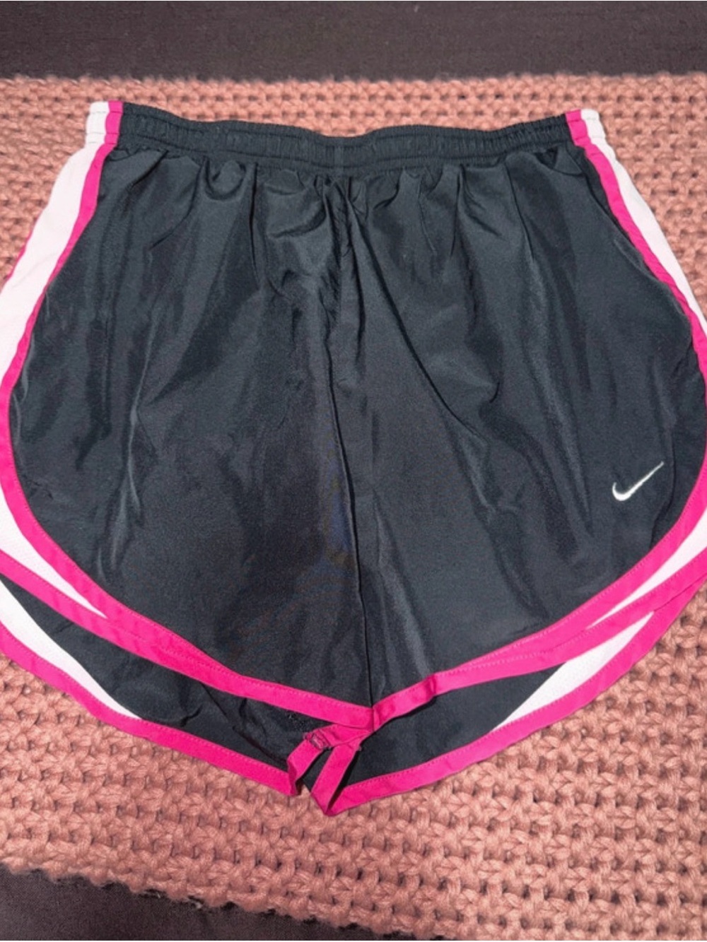 Nike Black Athletic Shorts with Pink & White Trim